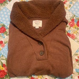 American eagle women medium faux fur neck pullover brown sweater